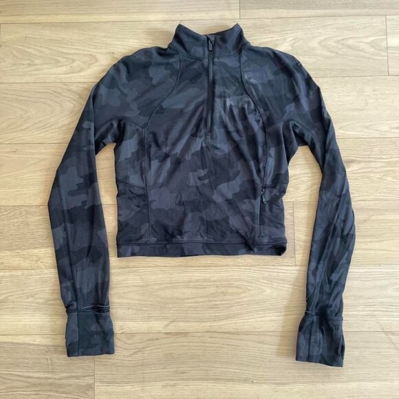 Lululemon Black Cropped Long-sleeves Running Top - Picture 2 of 8